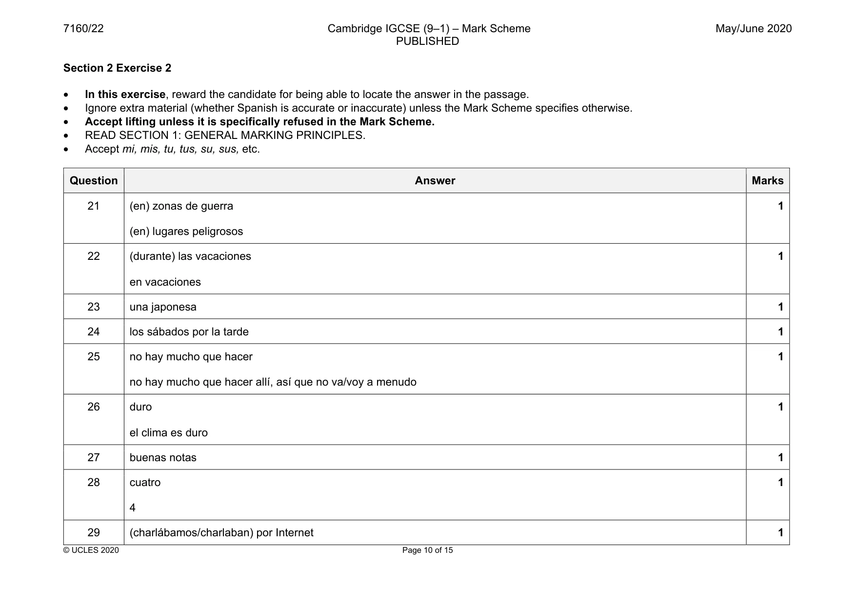 Mark scheme, page 10 of 15