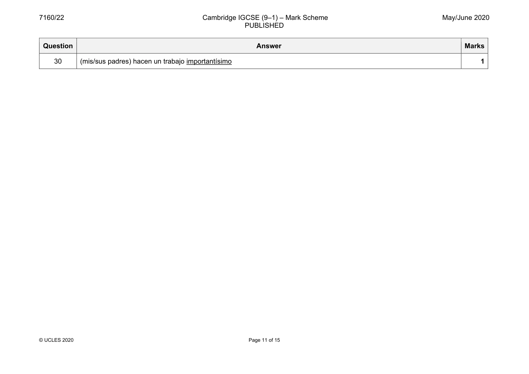 Mark scheme, page 11 of 15