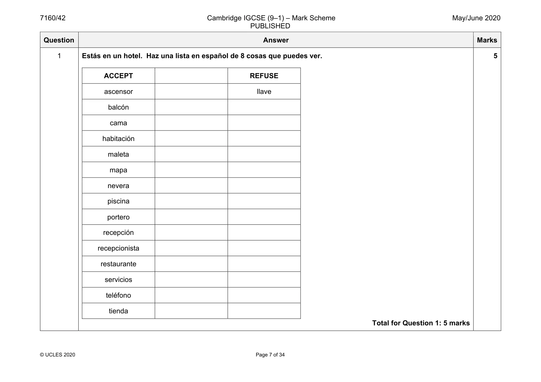 Mark scheme, page 7 of 34