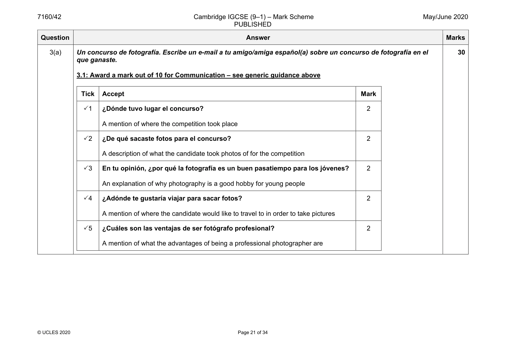 Mark scheme, page 21 of 34