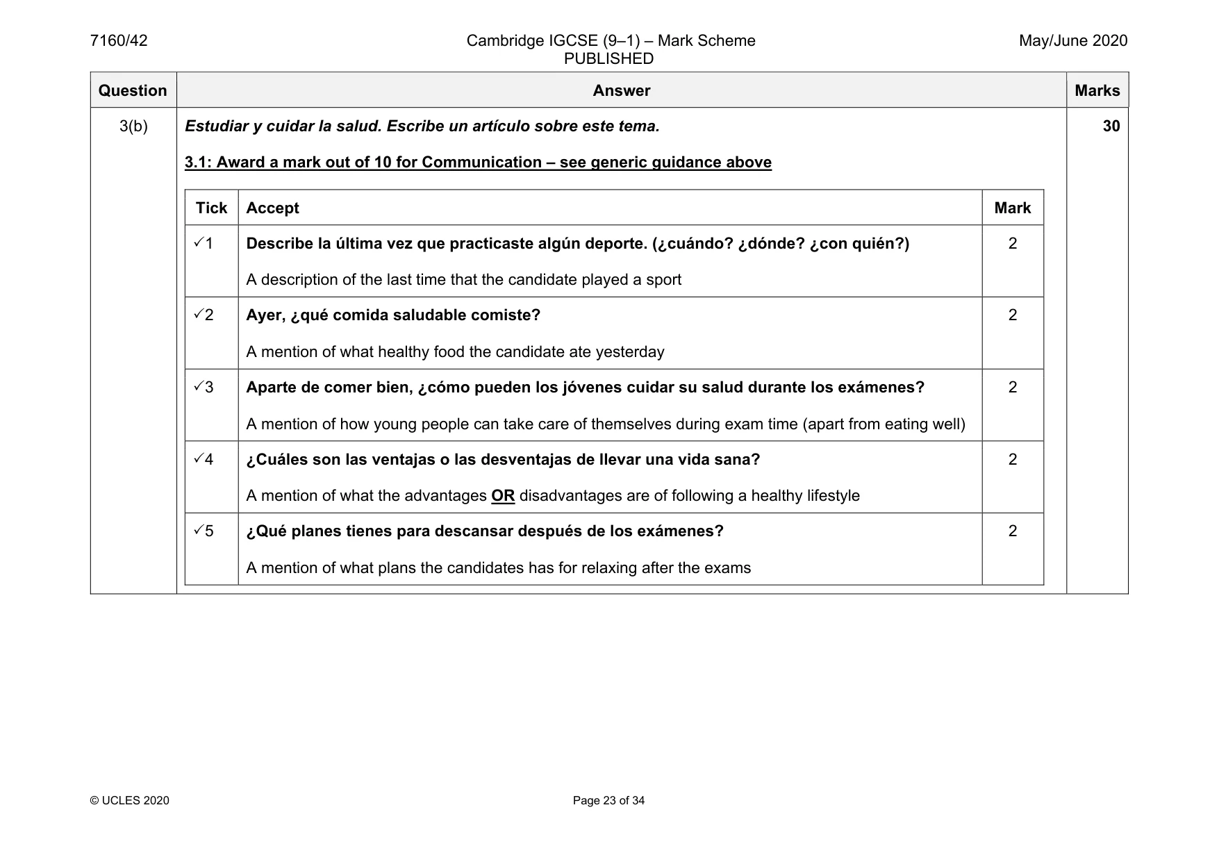 Mark scheme, page 23 of 34