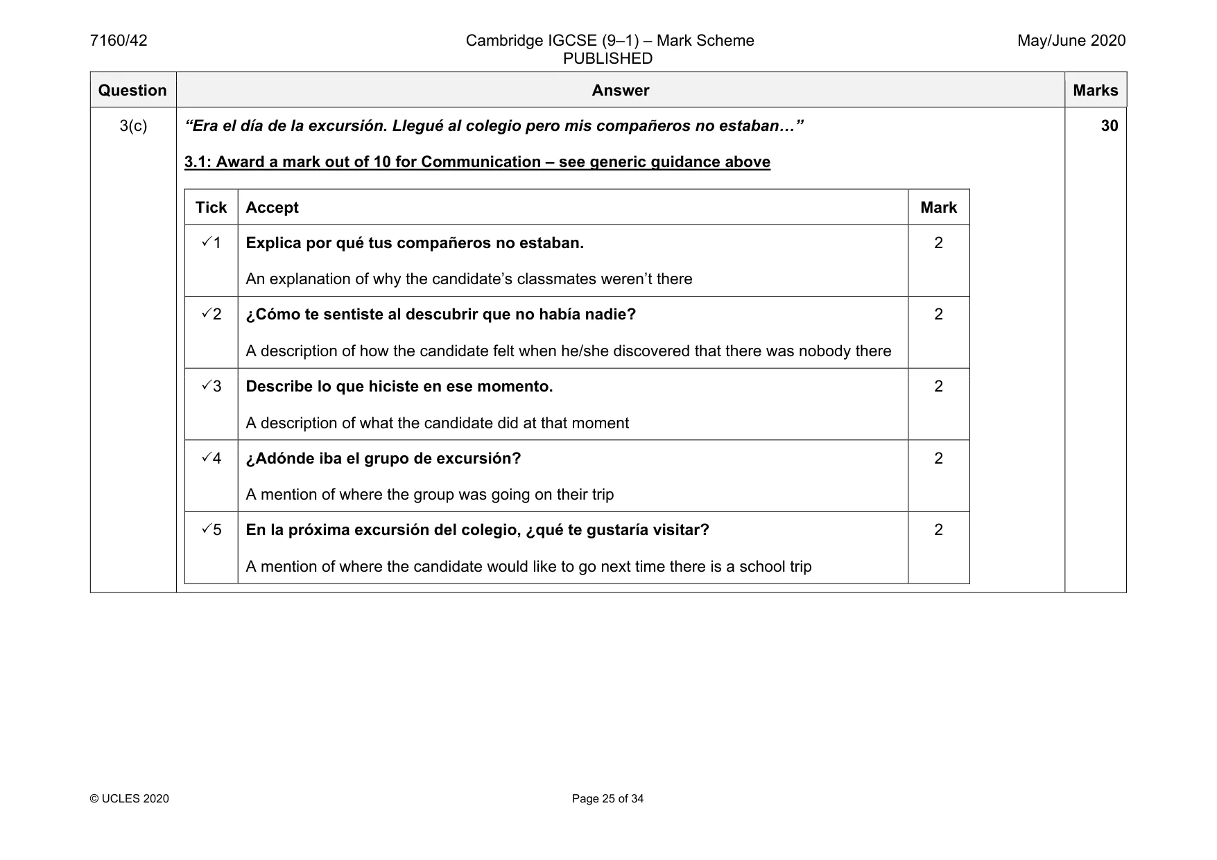 Mark scheme, page 25 of 34