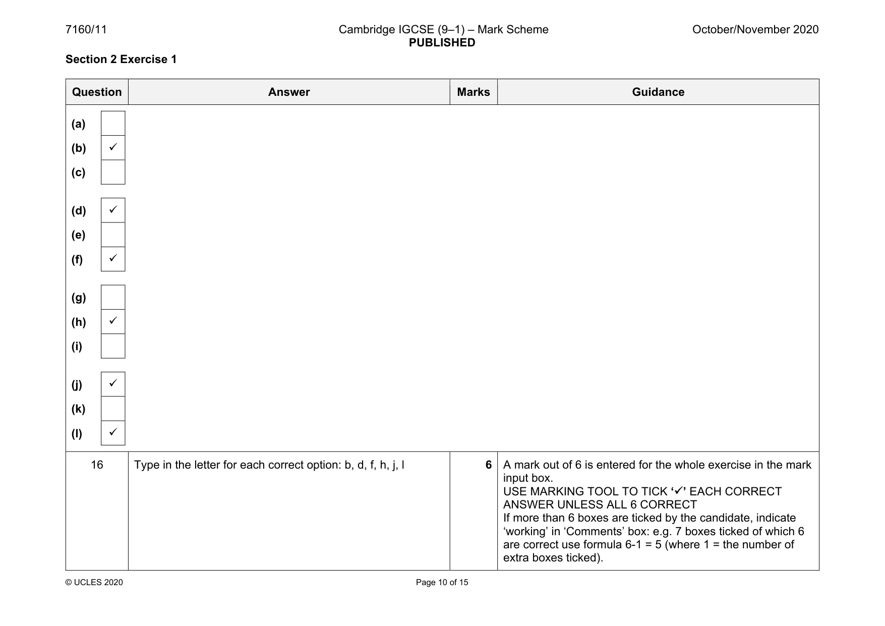 Mark scheme, page 10 of 15