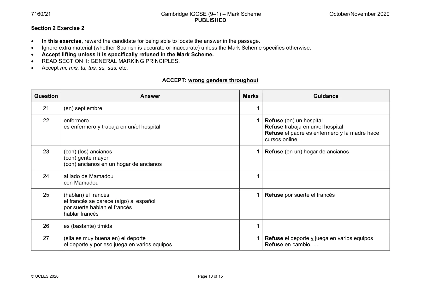 Mark scheme, page 10 of 15
