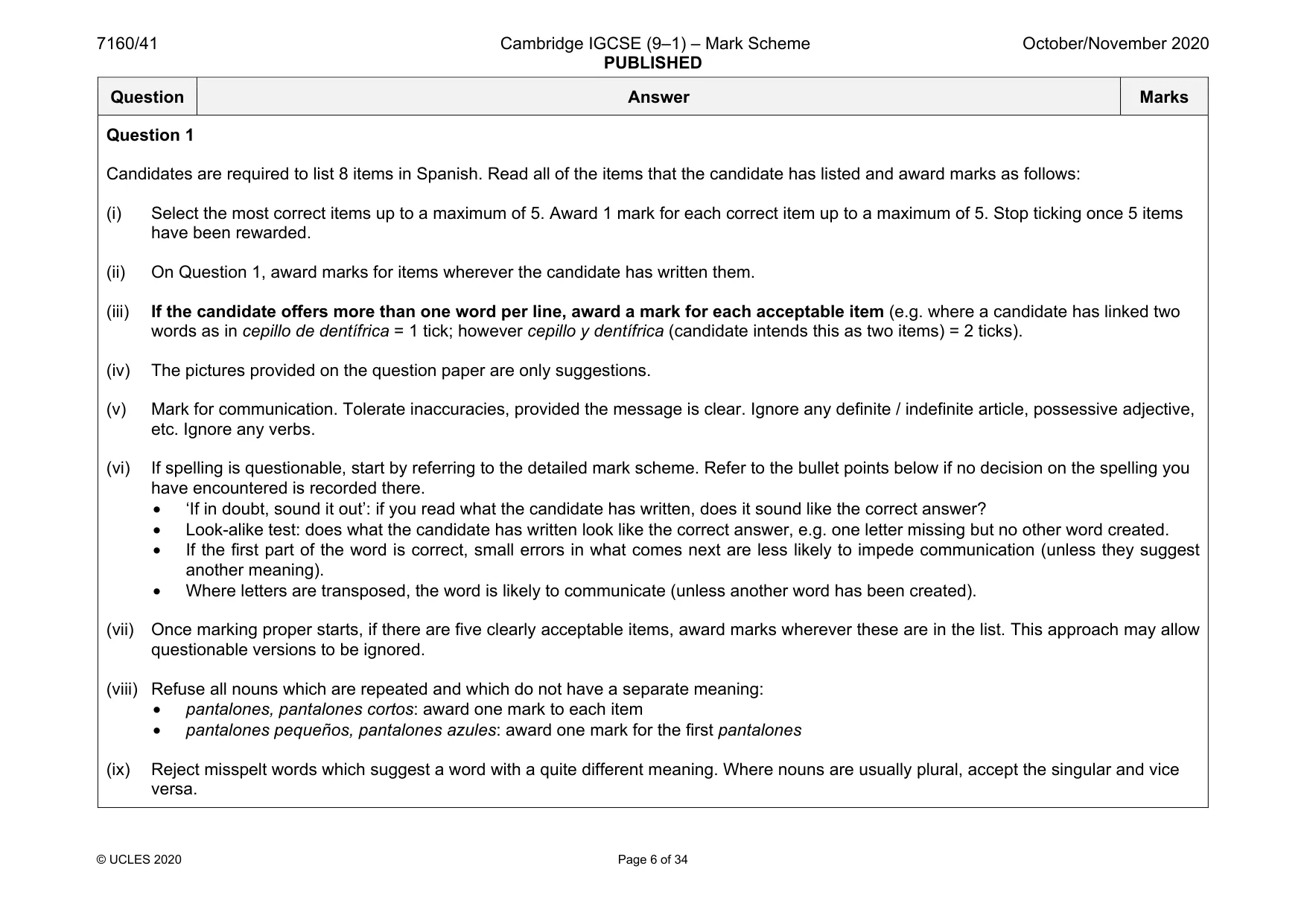 Mark scheme, page 6 of 34