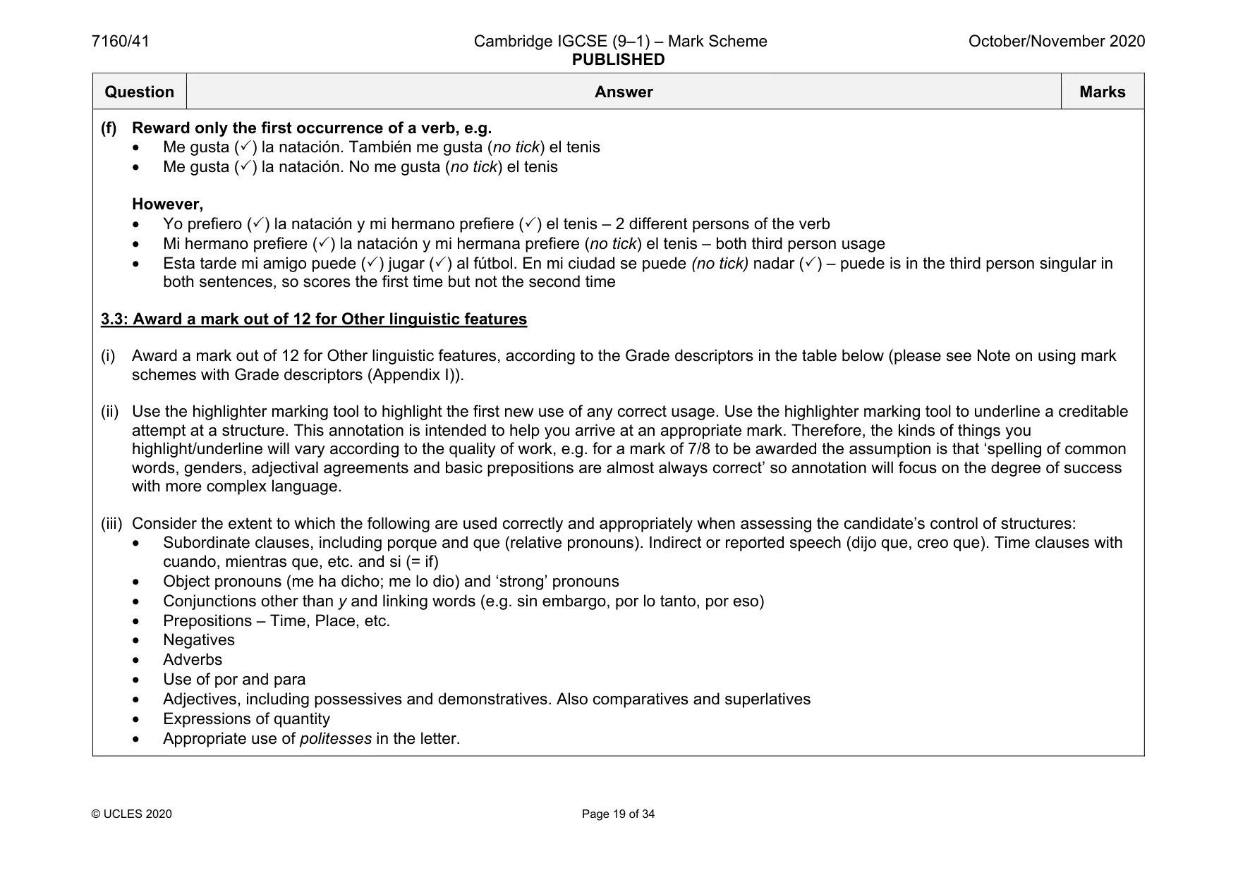 Mark scheme, page 19 of 34