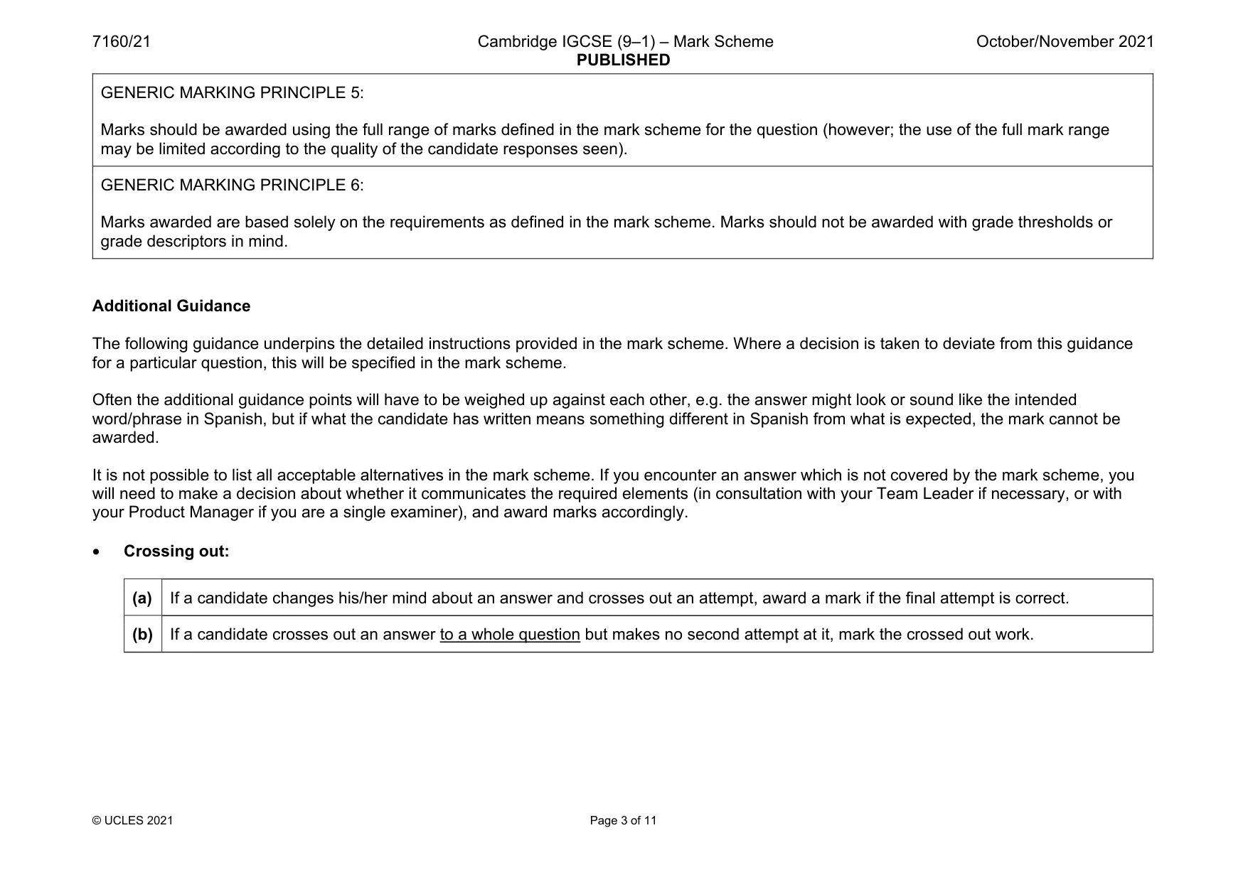 Mark scheme, page 3 of 11