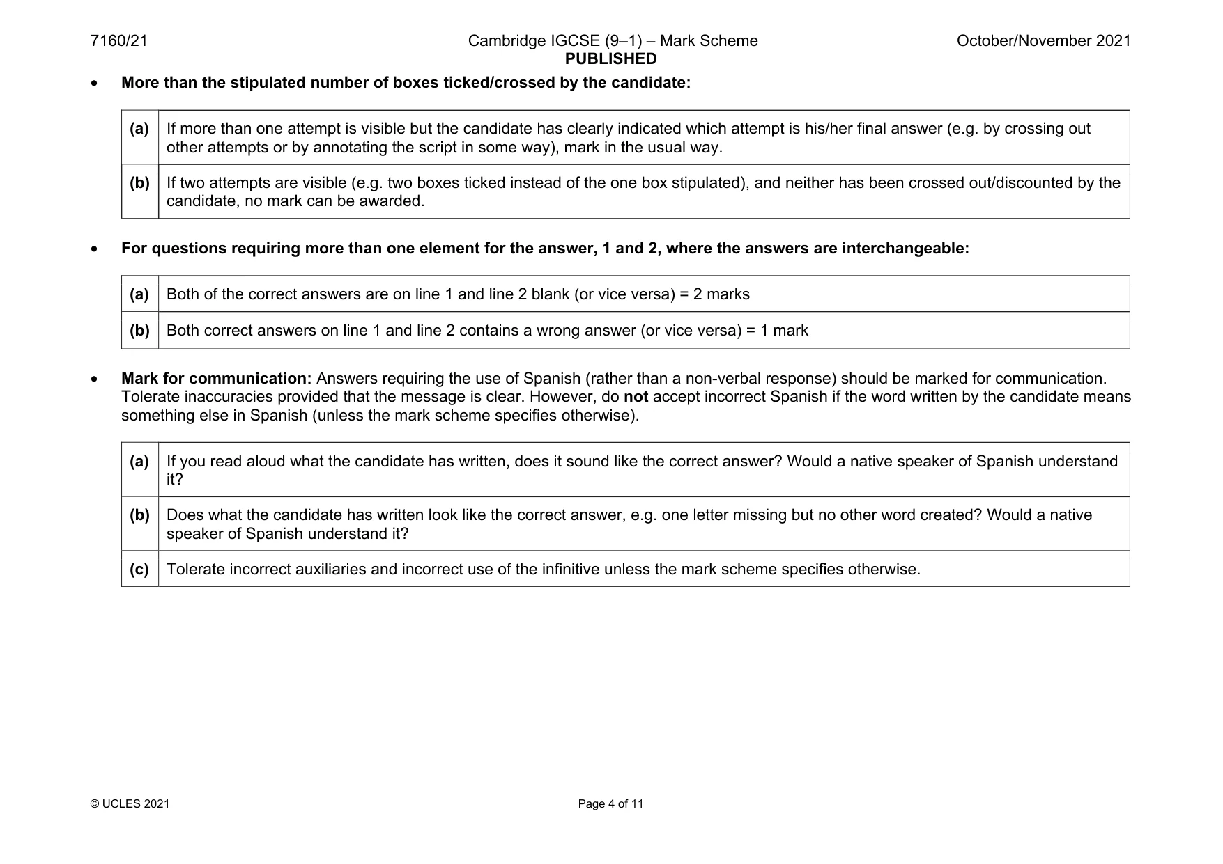 Mark scheme, page 4 of 11