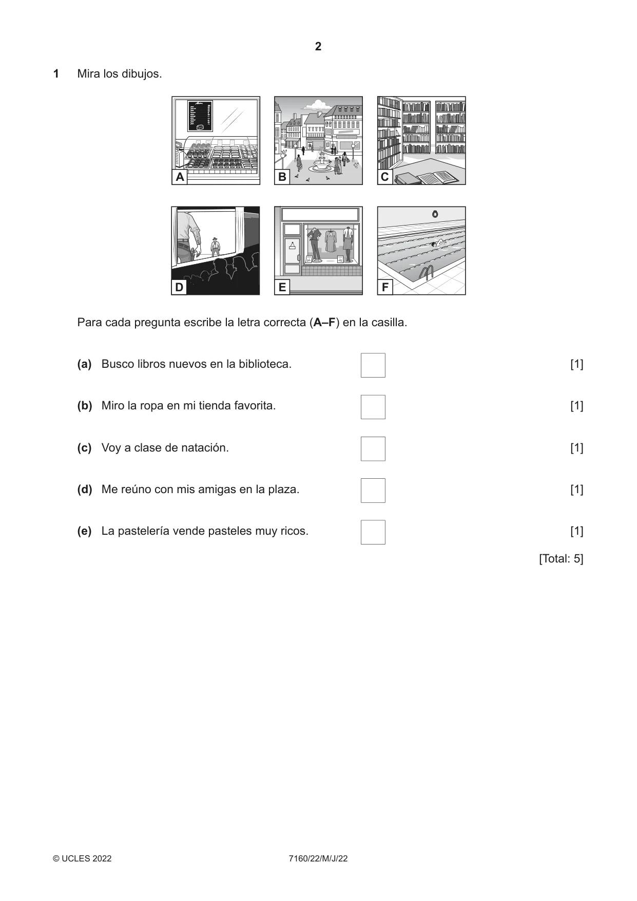 Cambridge IGCSE Spanish (9-1) 7160 2022 May/June Paper 2 · Variant 2 question paper, page 2 of 12