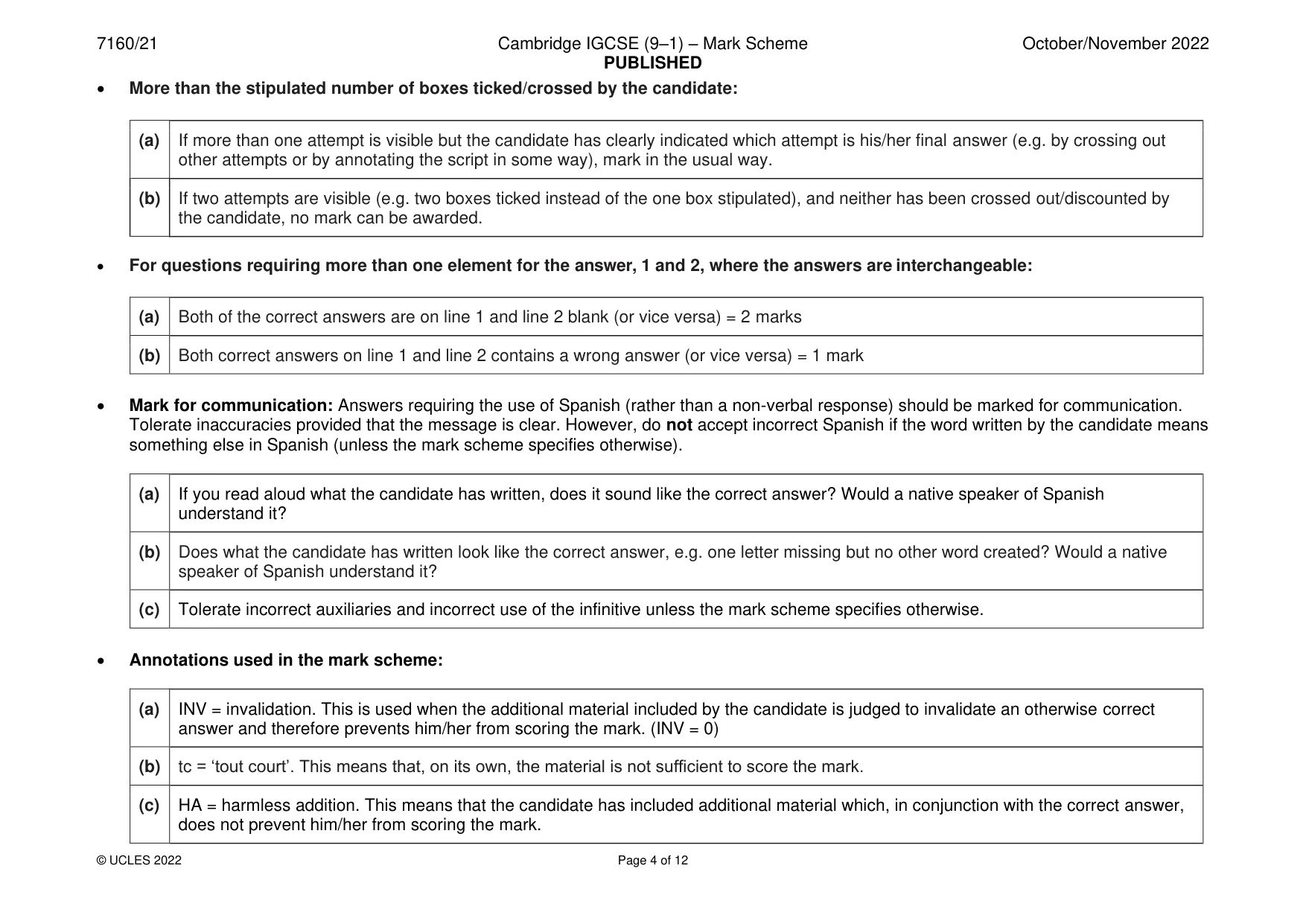 Mark scheme, page 4 of 12
