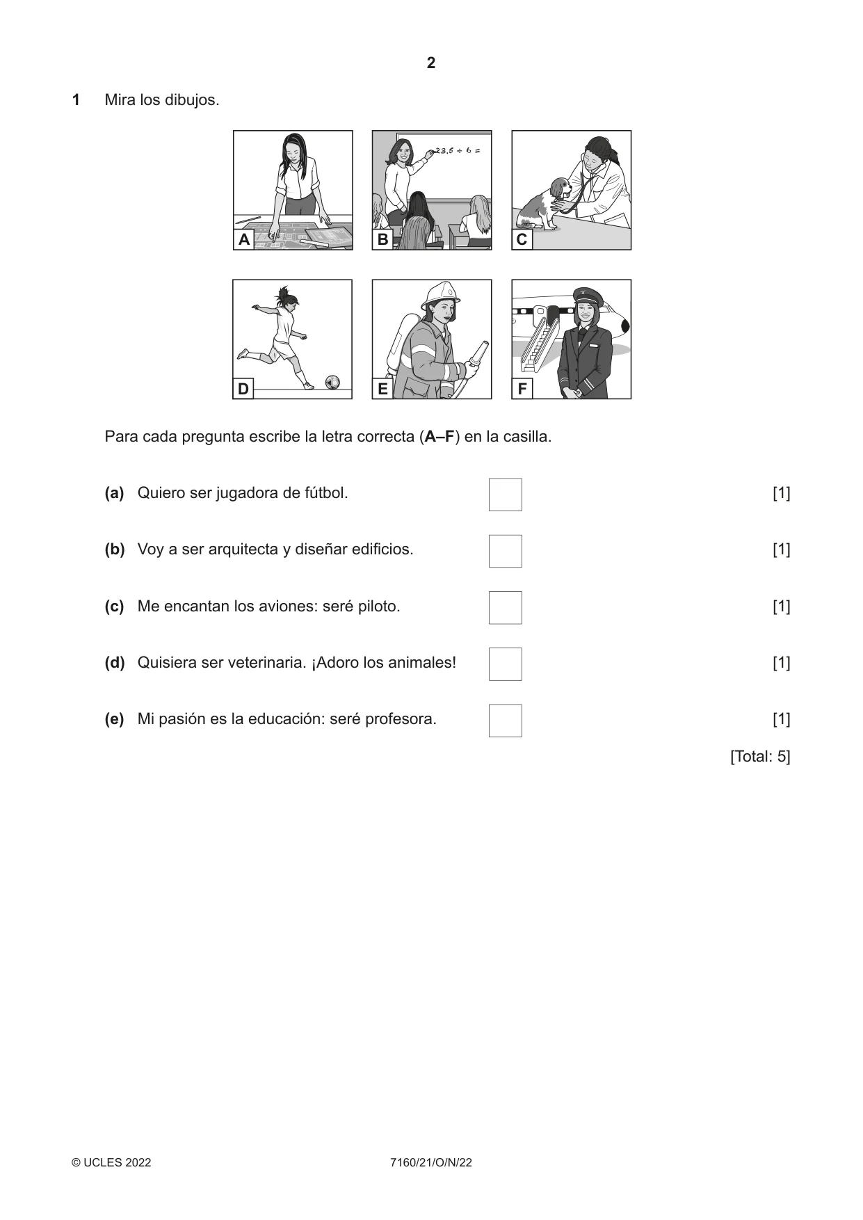 Cambridge IGCSE Spanish (9-1) 7160 2022 Oct/Nov Paper 2 · Variant 1 question paper, page 2 of 12