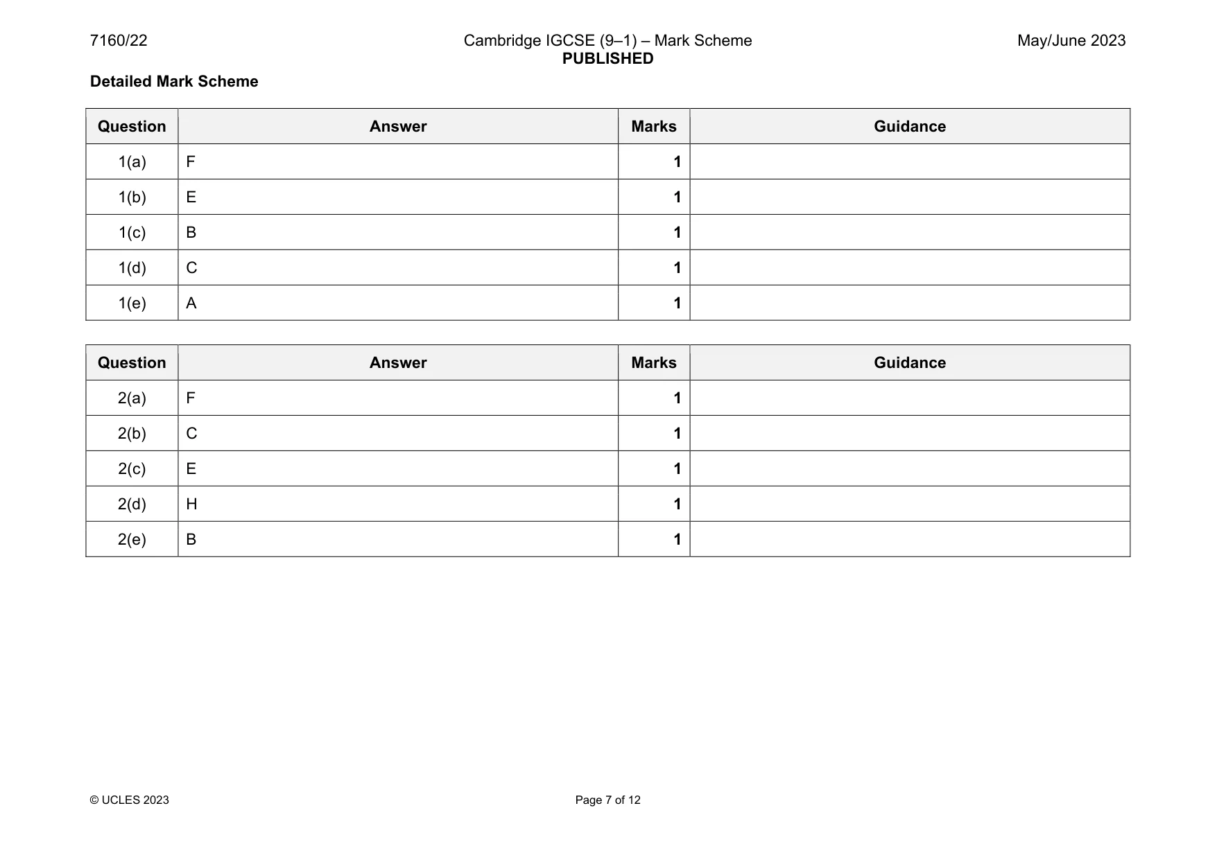 Mark scheme, page 7 of 12