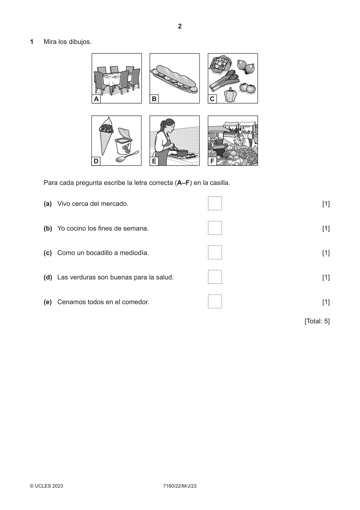 Cambridge IGCSE Spanish (9-1) 7160 2023 May/June Paper 2 · Variant 2 question paper, page 2 of 12
