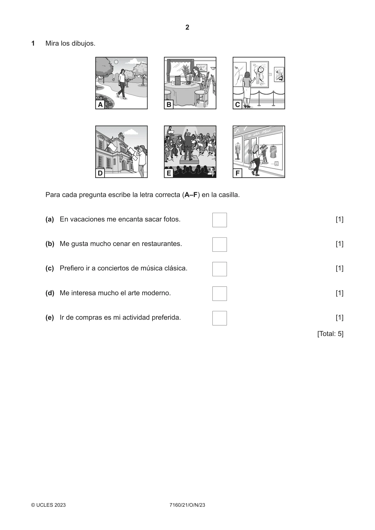 Cambridge IGCSE Spanish (9-1) 7160 2023 Oct/Nov Paper 2 · Variant 1 question paper, page 2 of 12