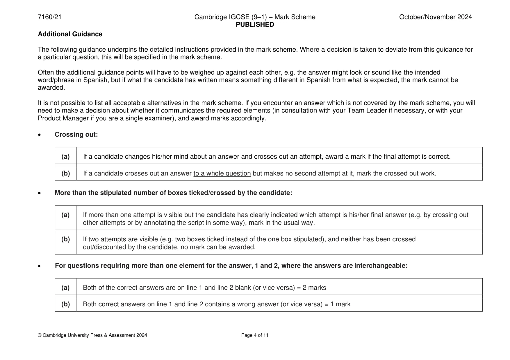 Mark scheme, page 4 of 11