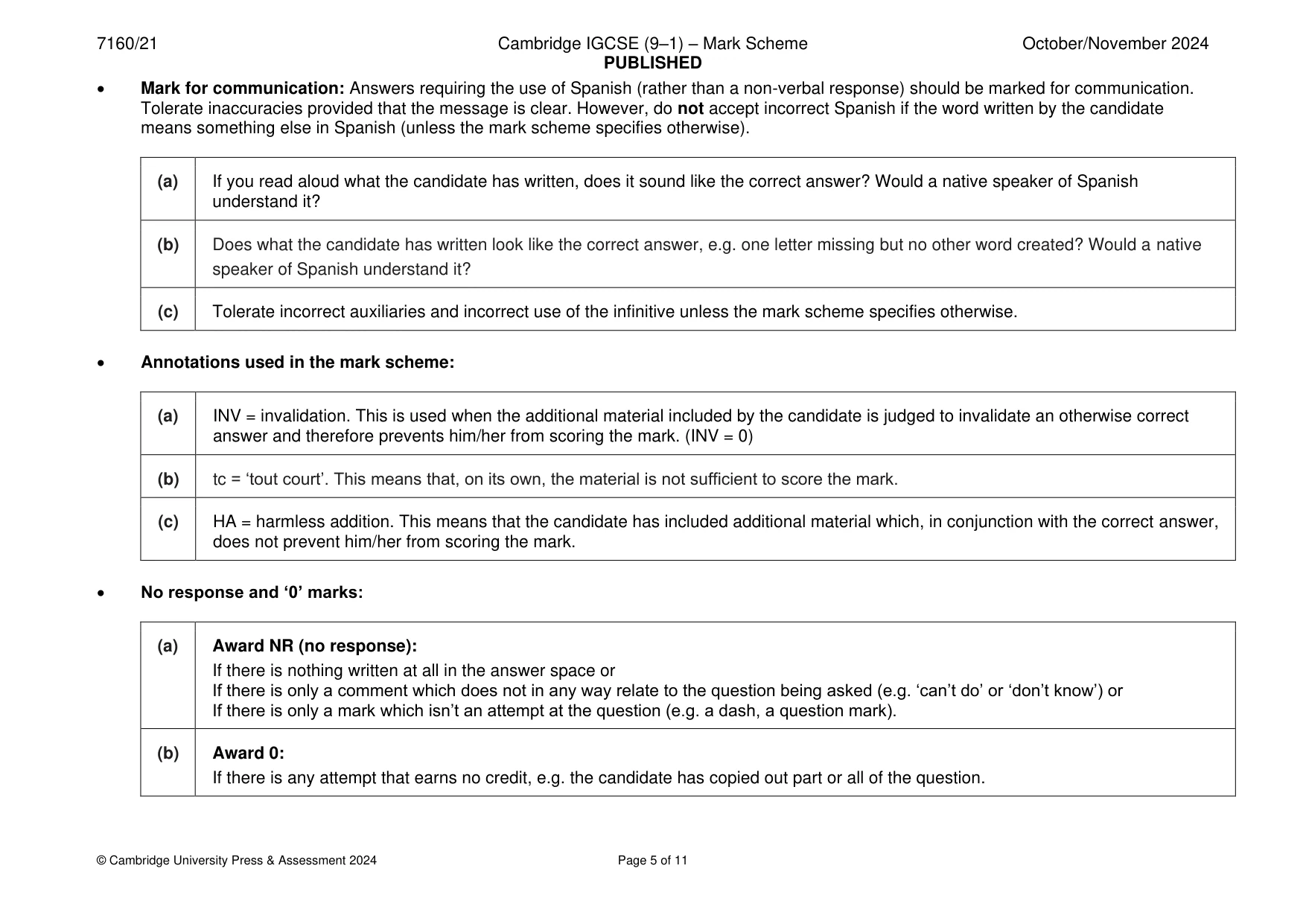 Mark scheme, page 5 of 11