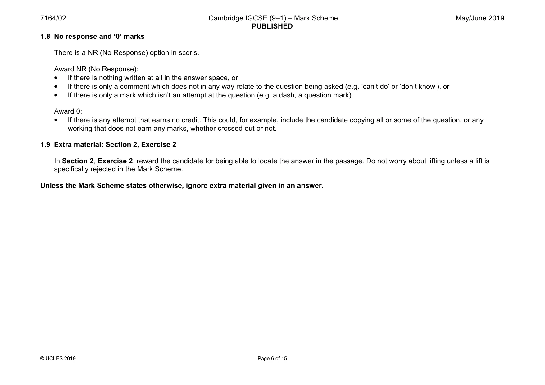 Mark scheme, page 6 of 15