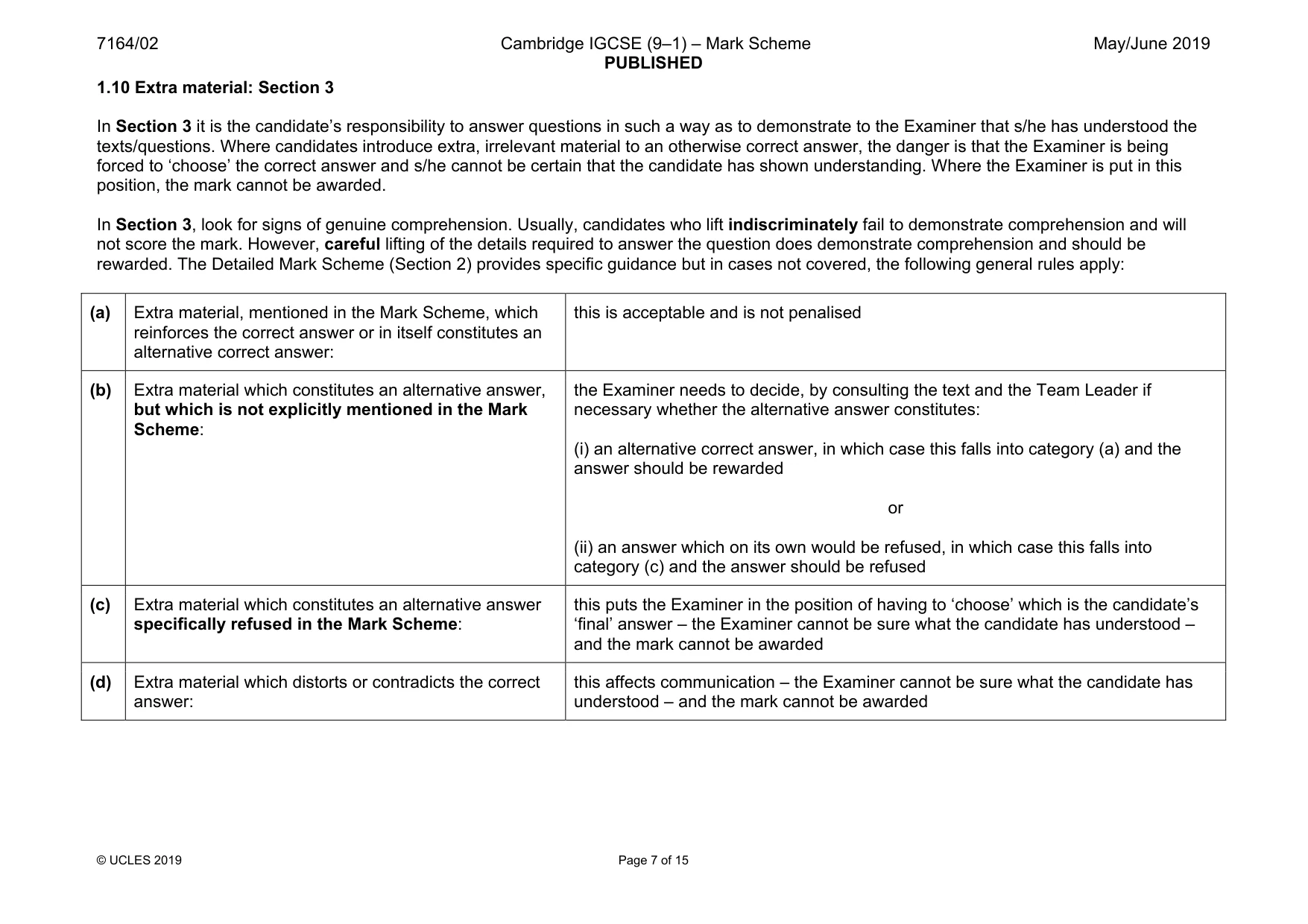 Mark scheme, page 7 of 15