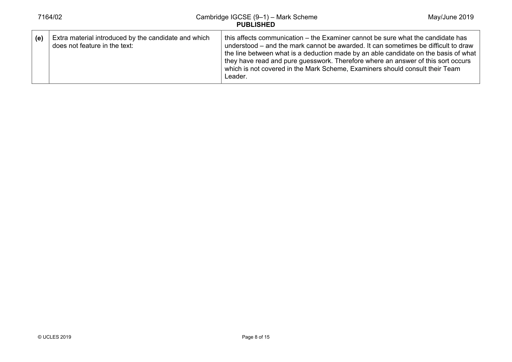 Mark scheme, page 8 of 15