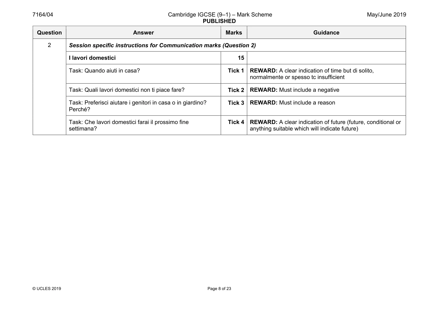 Mark scheme, page 8 of 23