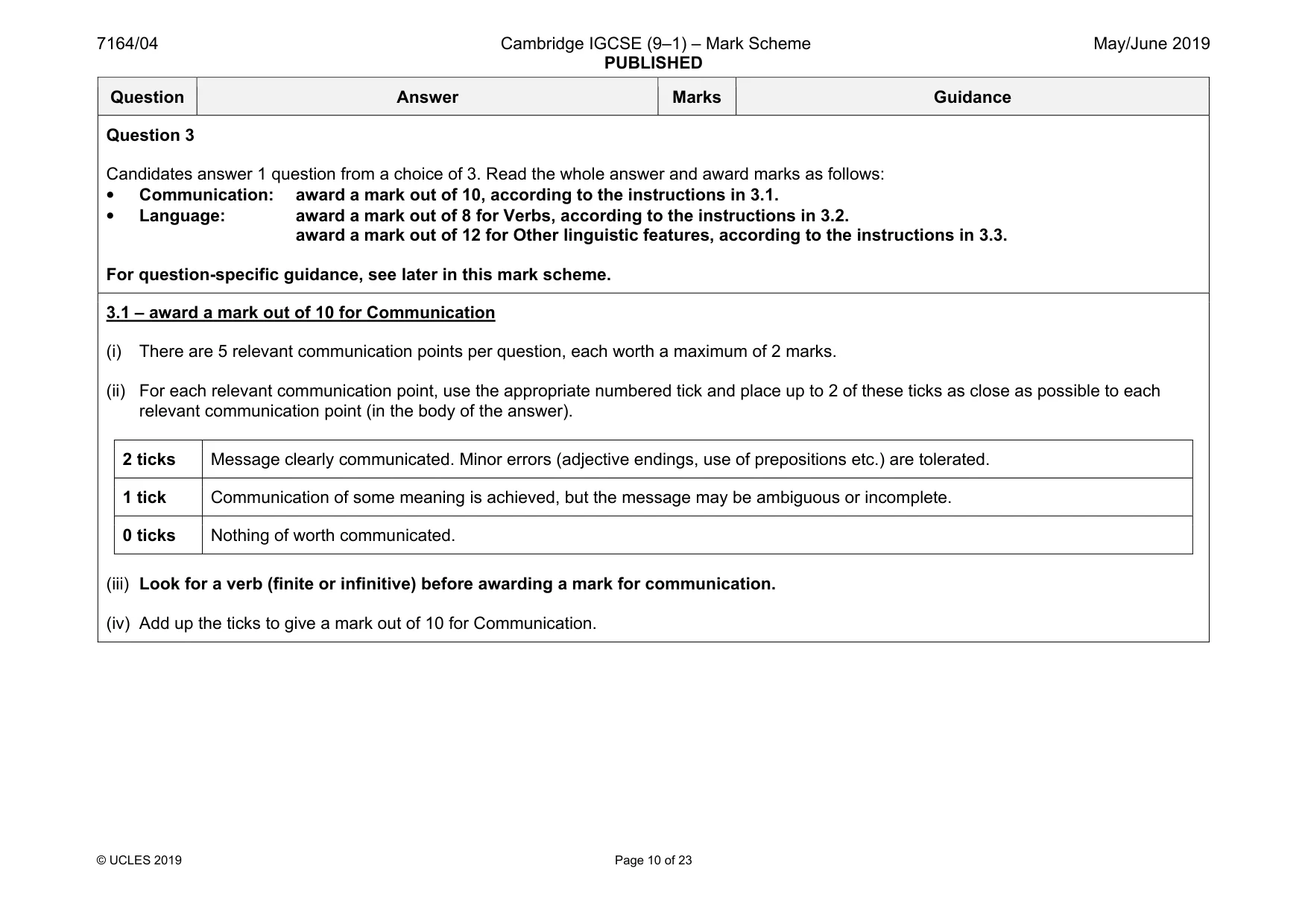 Mark scheme, page 10 of 23