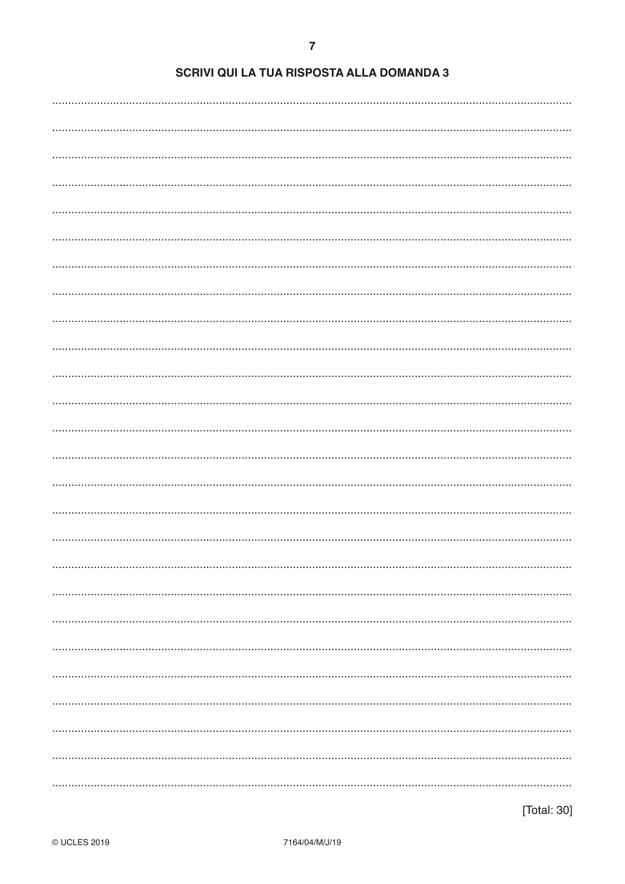 Cambridge IGCSE Italian (9-1) 7164 2019 May/June Paper 4 · Variant 1 question paper, page 7 of 8