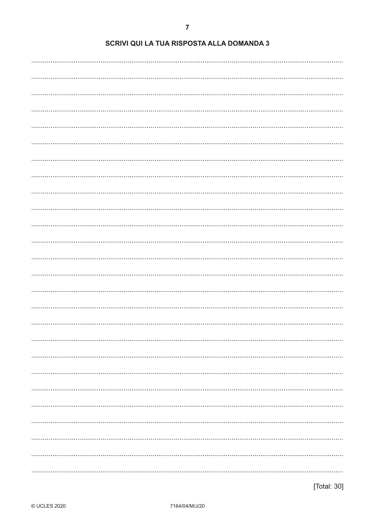 Cambridge IGCSE Italian (9-1) 7164 2020 May/June Paper 4 · Variant 0 question paper, page 7 of 8