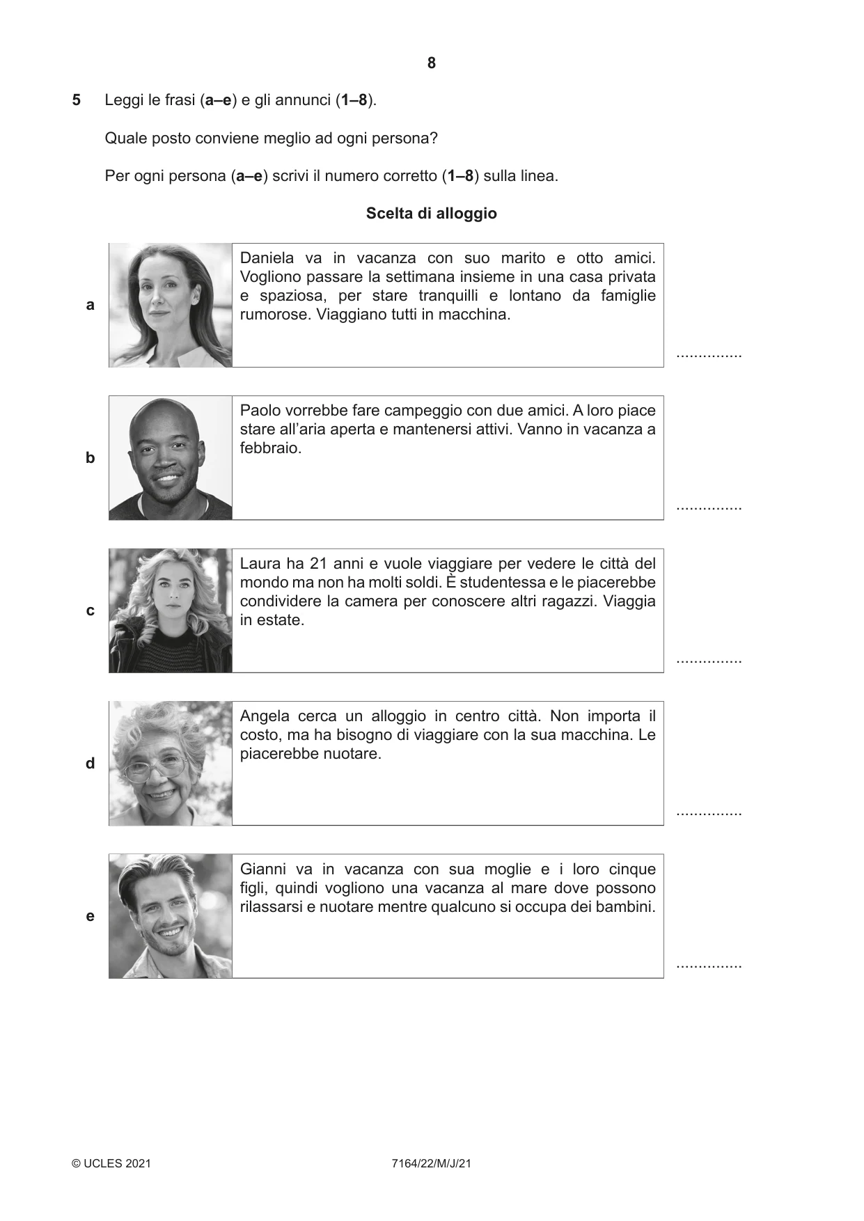 Cambridge IGCSE Italian (9-1) 7164 2021 May/June Paper 2 · Variant 2 question paper, page 8 of 12