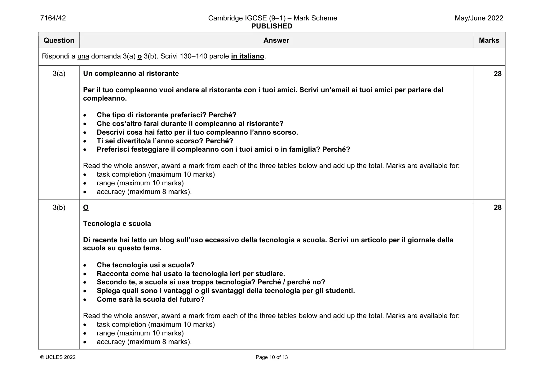 Mark scheme, page 10 of 13