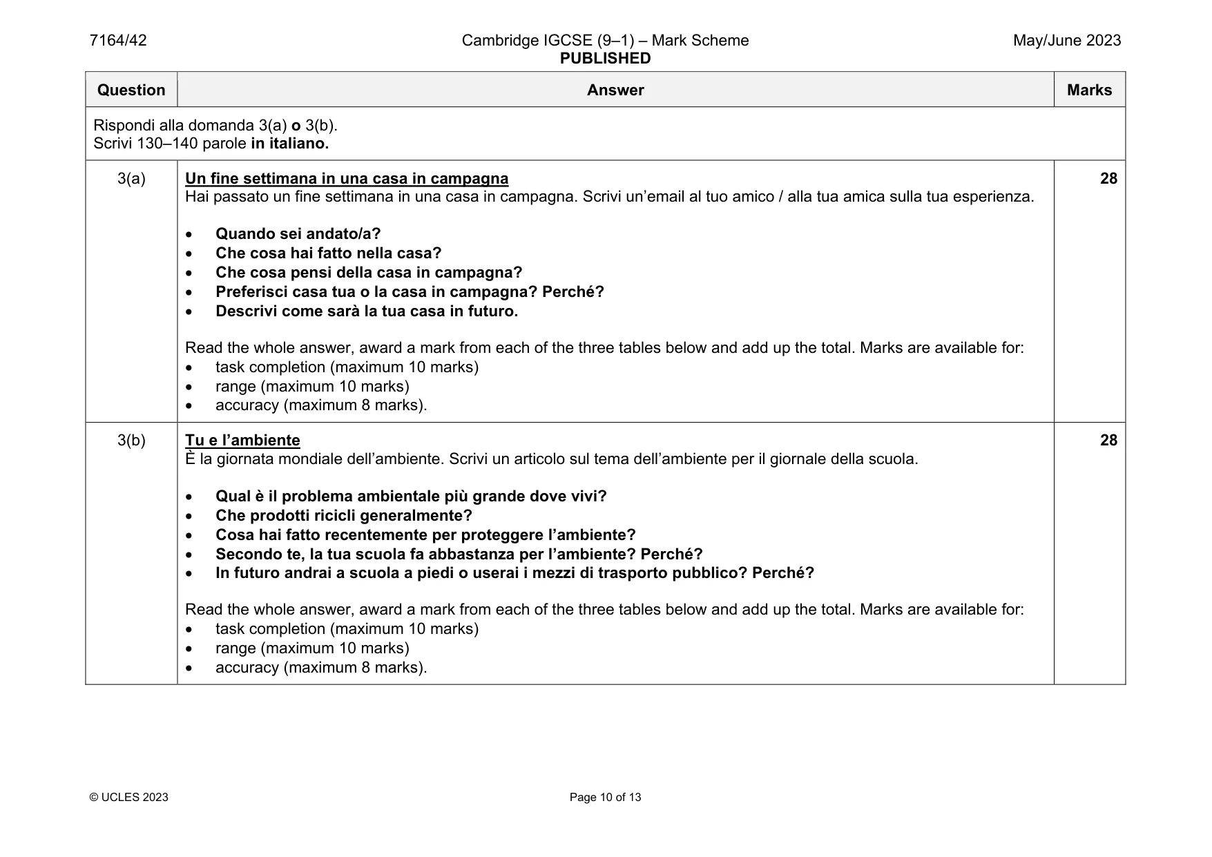 Mark scheme, page 10 of 13