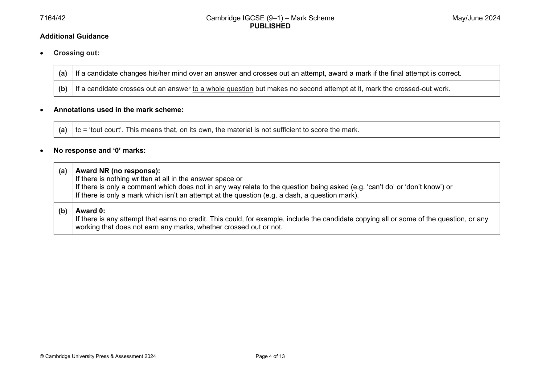 Mark scheme, page 4 of 13