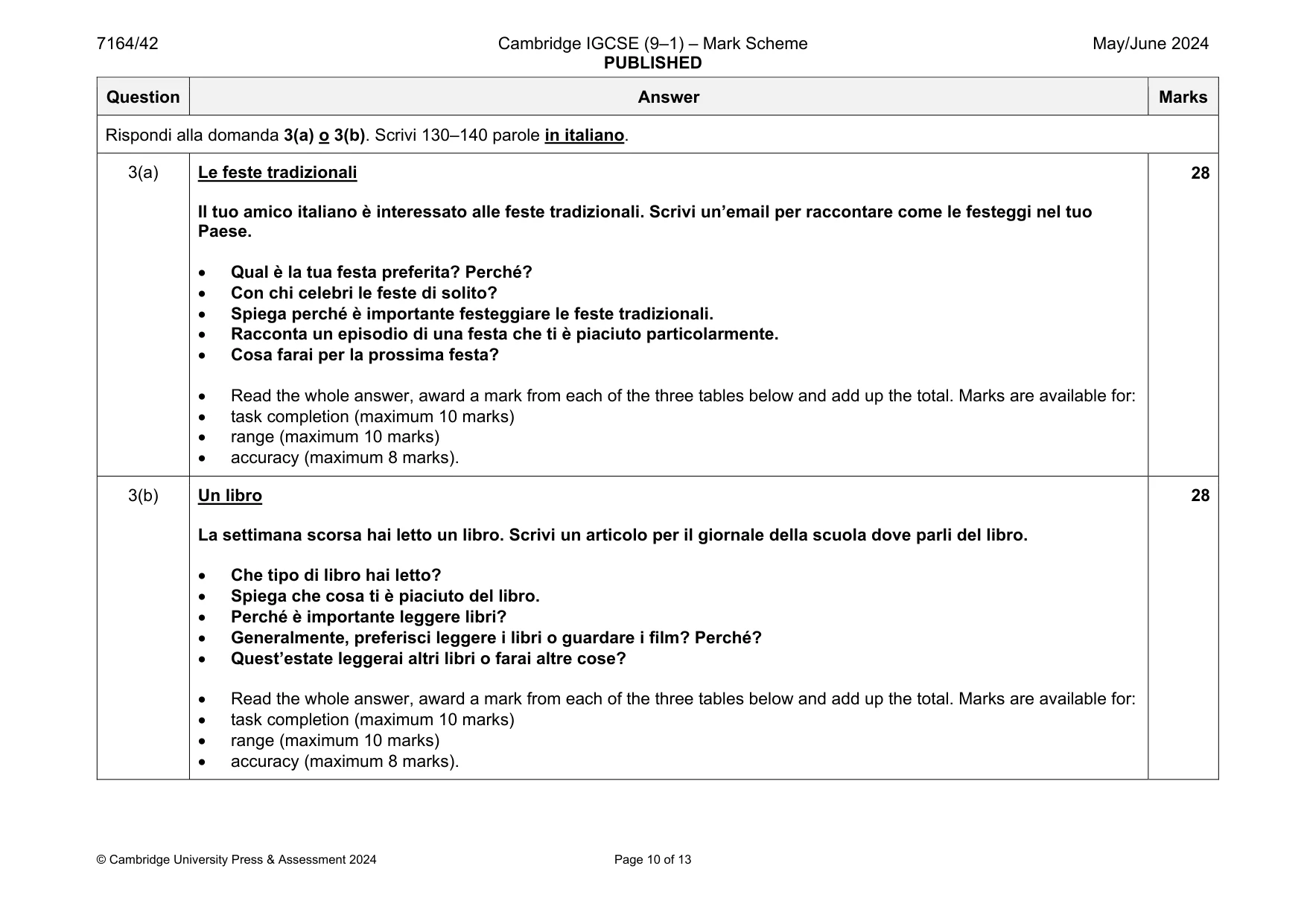 Mark scheme, page 10 of 13