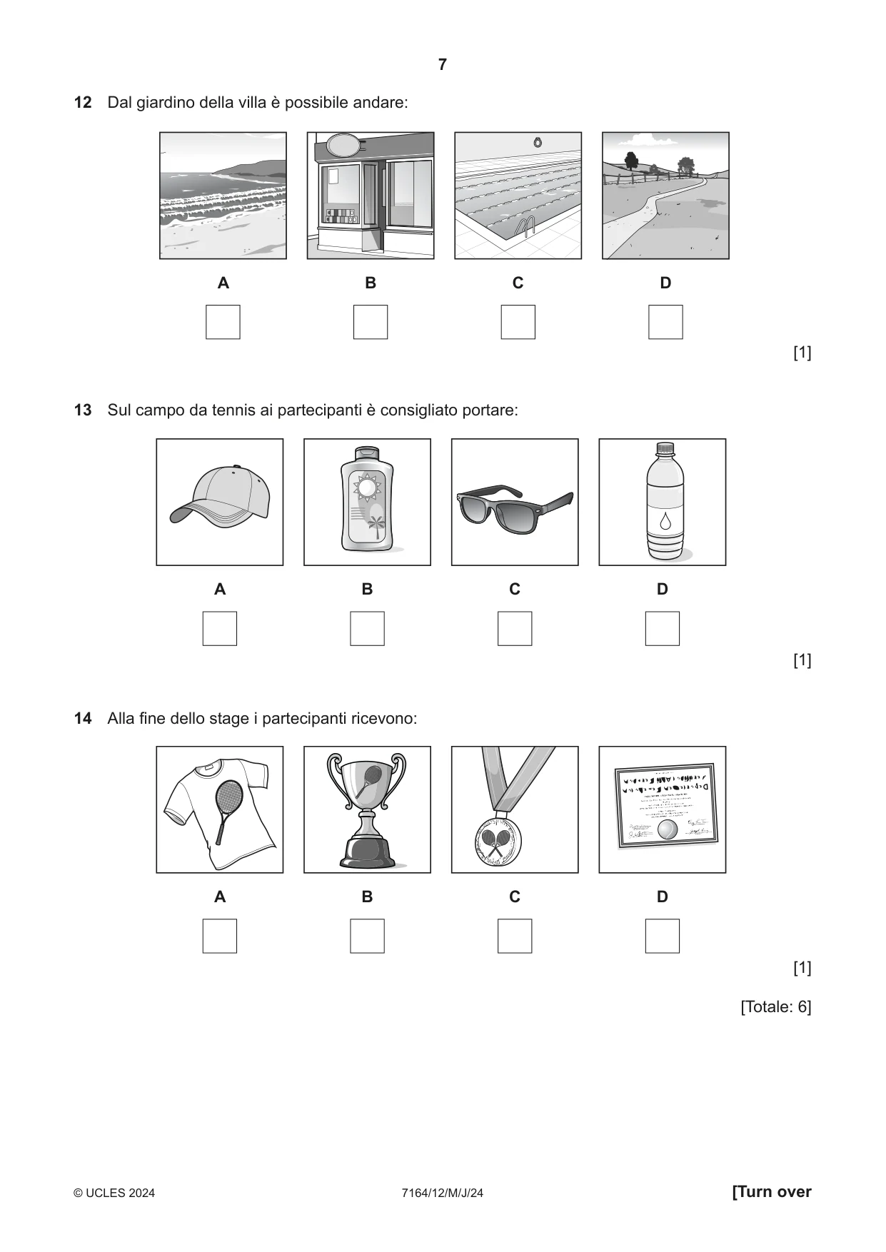 Cambridge IGCSE Italian (9-1) 7164 2024 May/June Paper 1 · Variant 2 question paper, page 7 of 16
