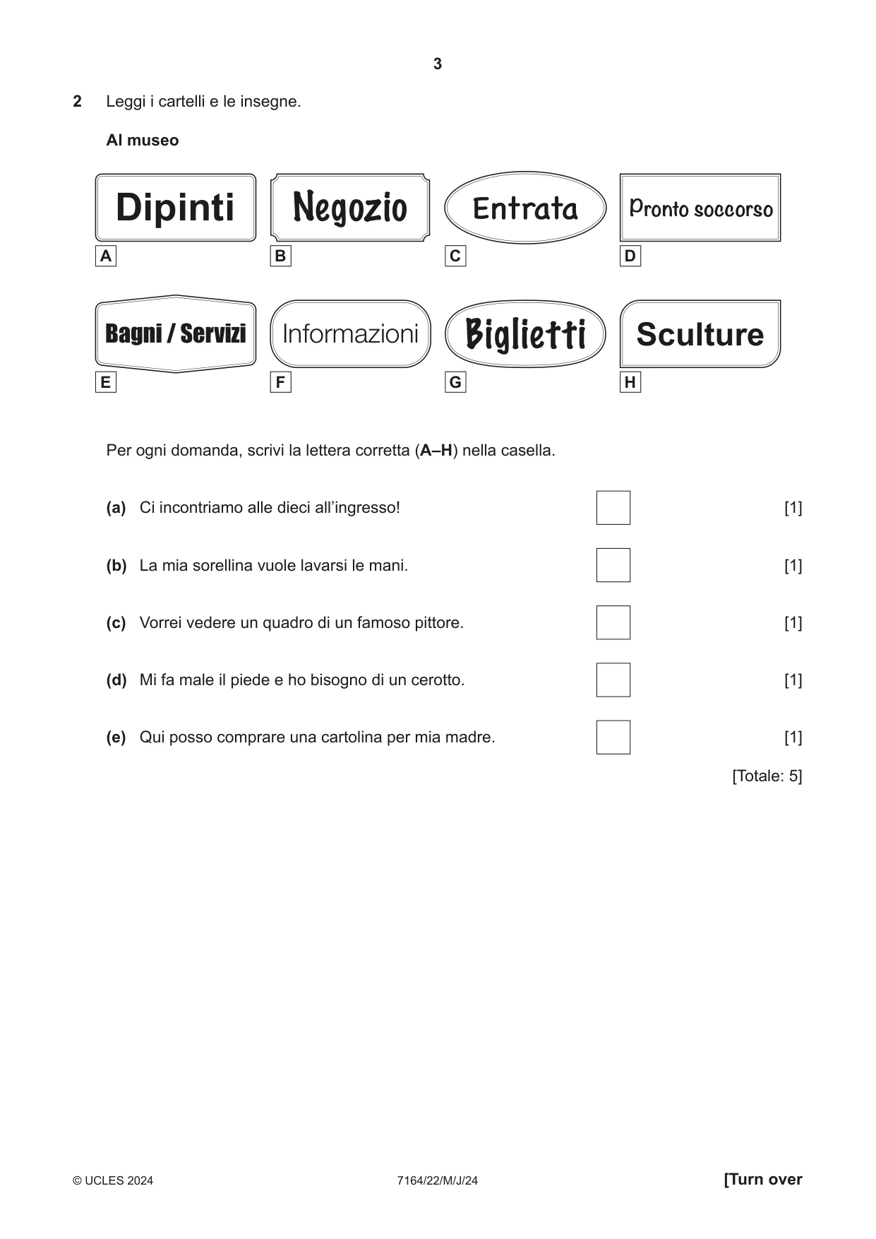 Cambridge IGCSE Italian (9-1) 7164 2024 May/June Paper 2 · Variant 2 question paper, page 3 of 12