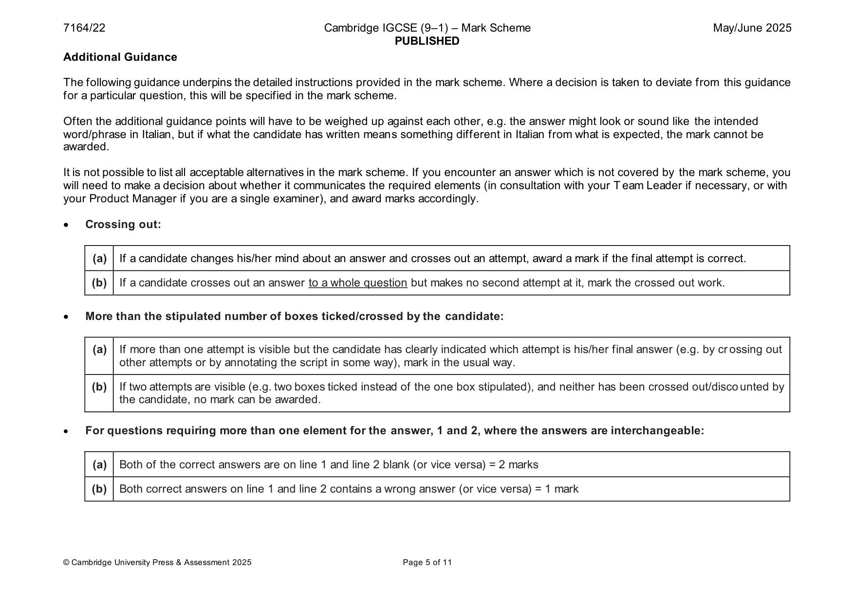 Mark scheme, page 5 of 11