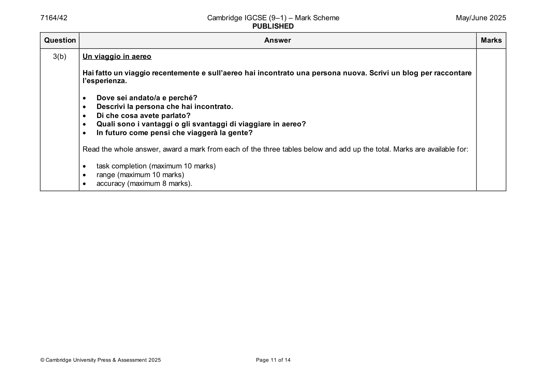 Mark scheme, page 11 of 14