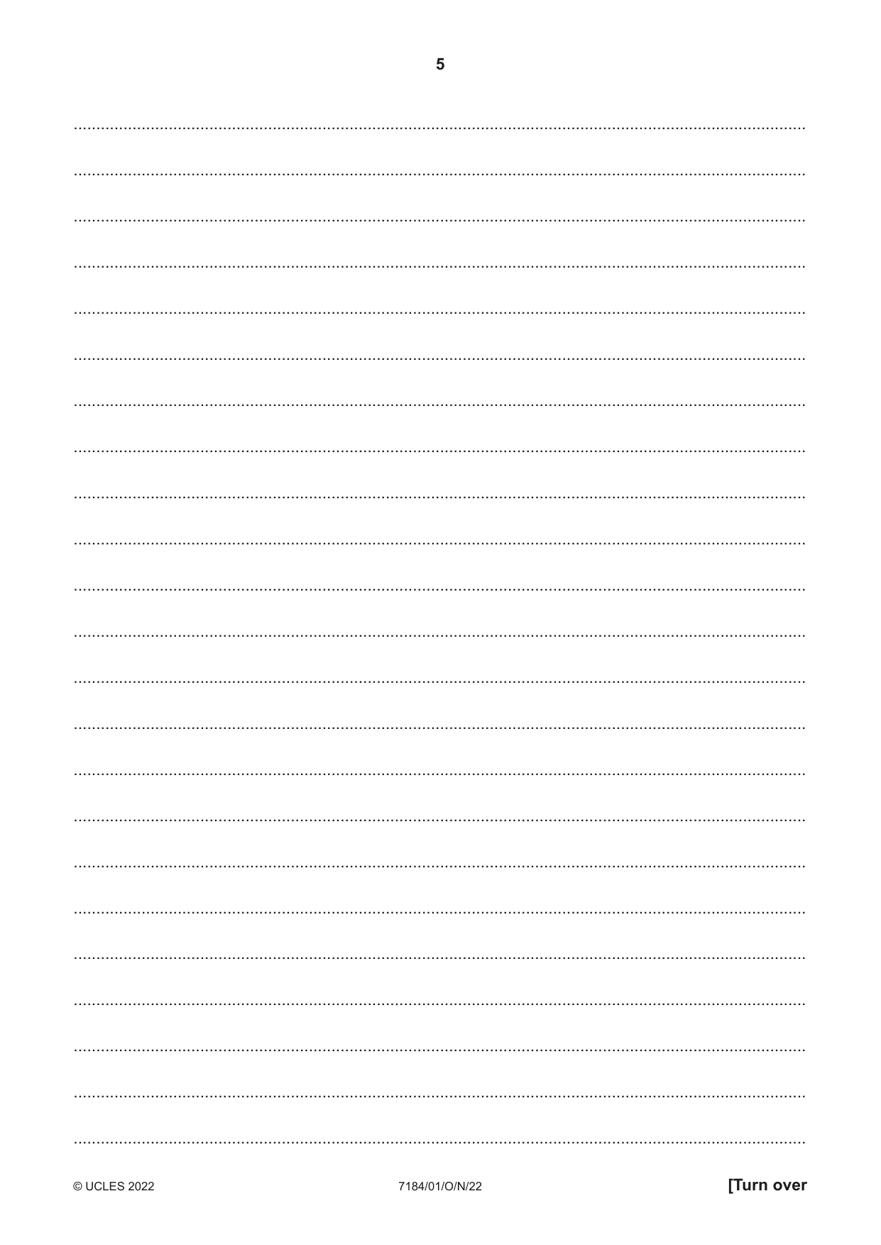 Cambridge IGCSE Arabic - First Language (9-1) 7184 2022 Oct/Nov Paper 1 · Variant 0 question paper, page 5 of 8